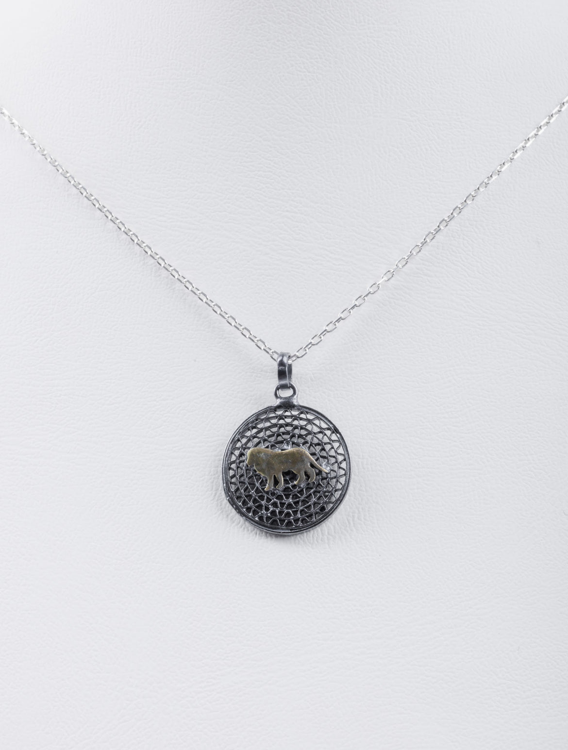 Handmade Sterling Silver Oxide Kingdom Lion Necklace