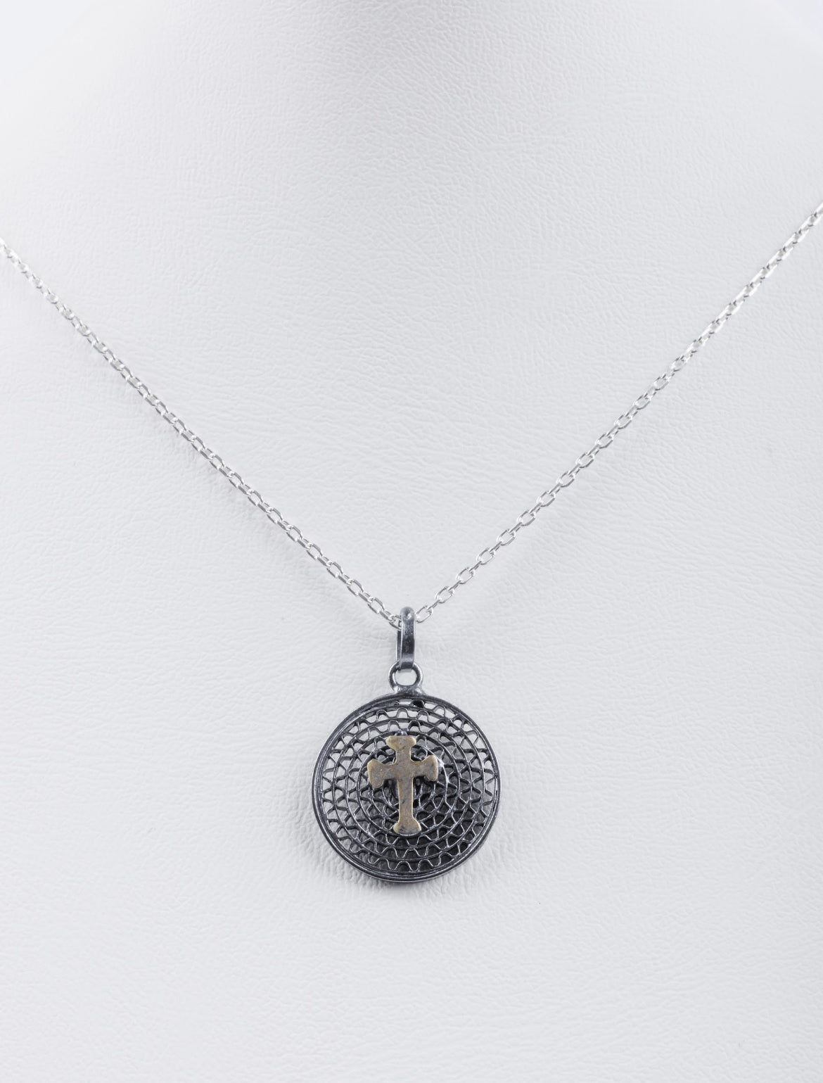 Handmade Sterling Silver Oxide Cross Necklace