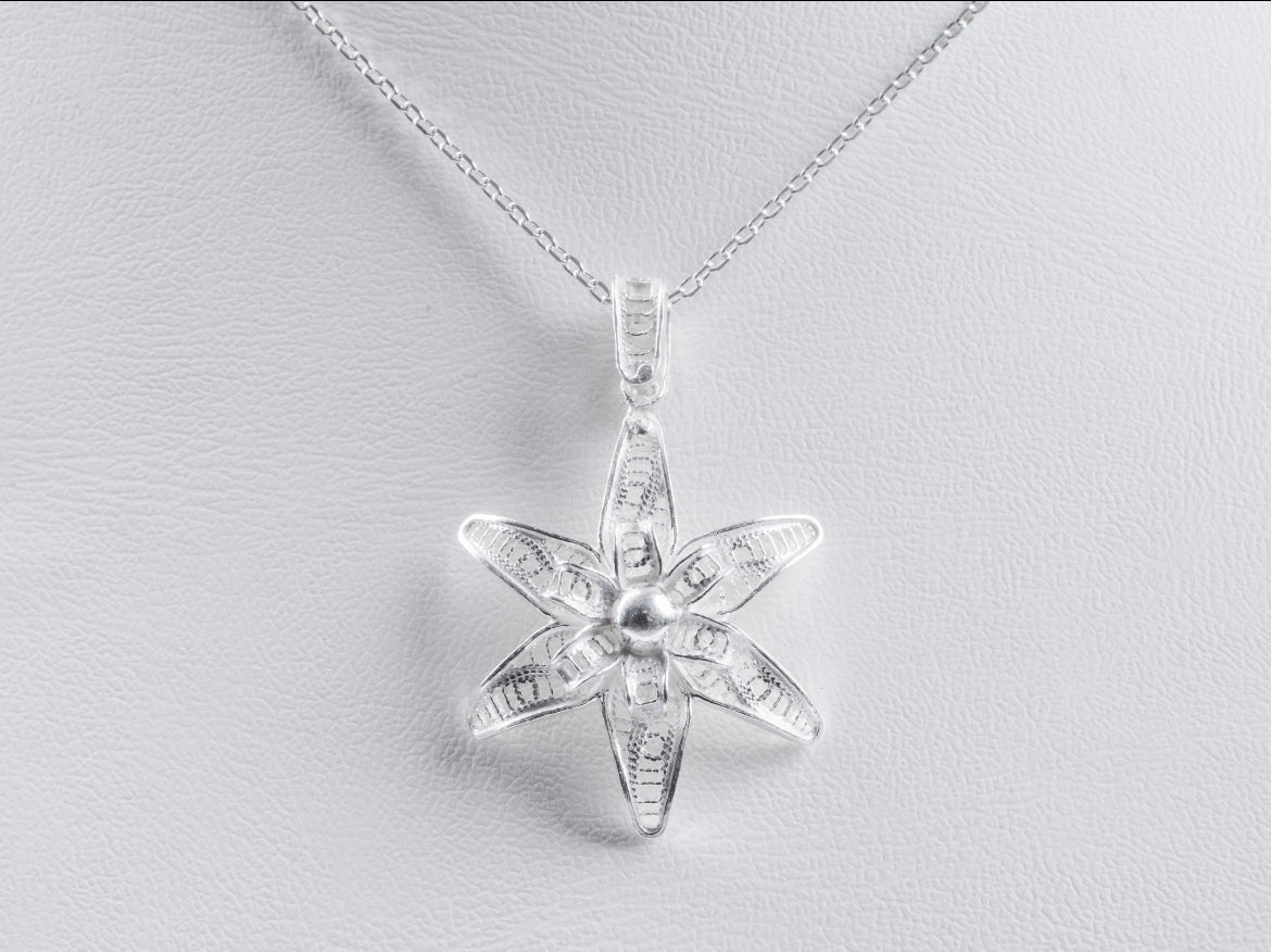 Handmade Sterling Silver Dahlia Flower Necklace