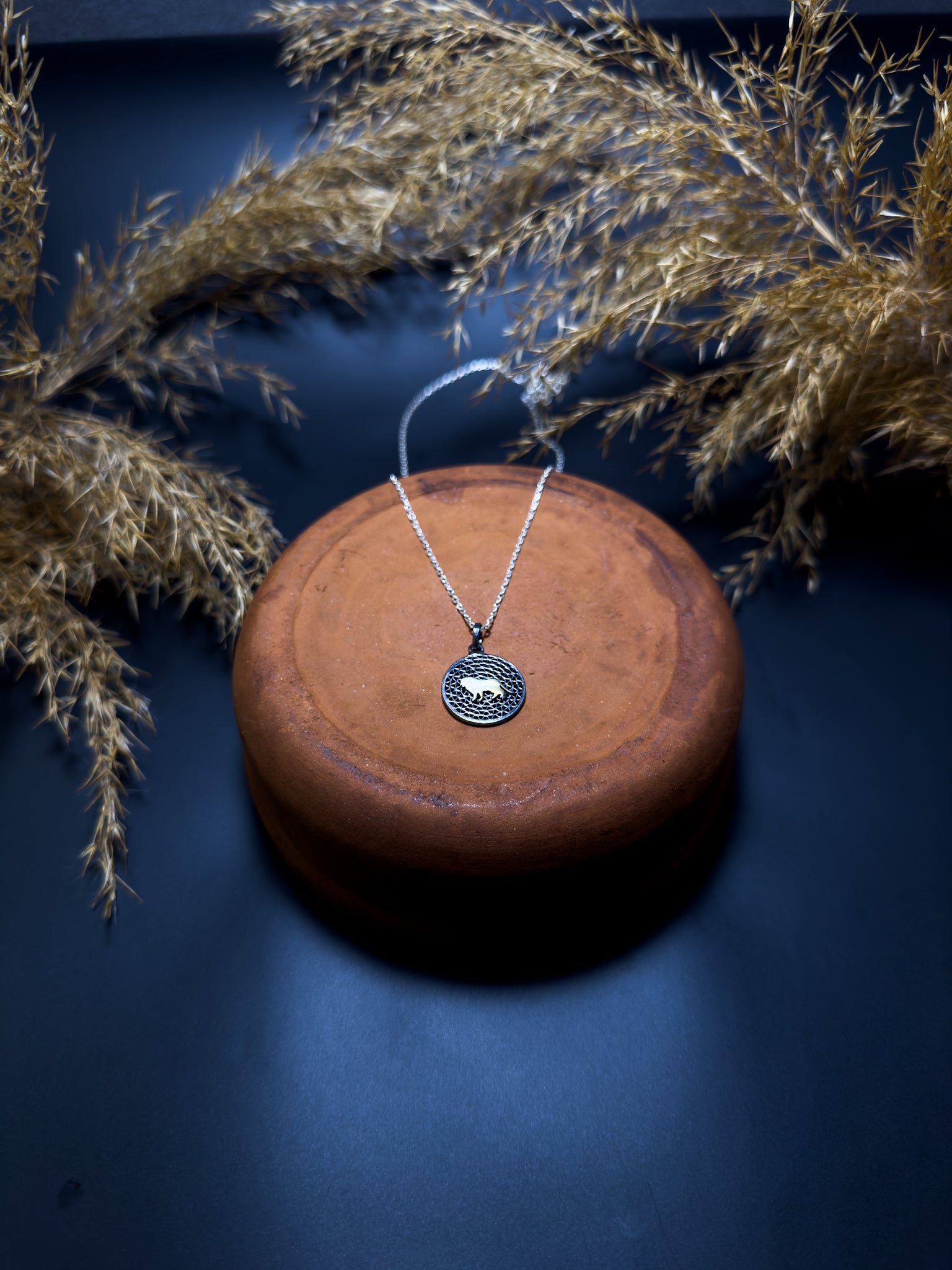 Handmade Sterling Silver Oxide Kingdom Lion Necklace