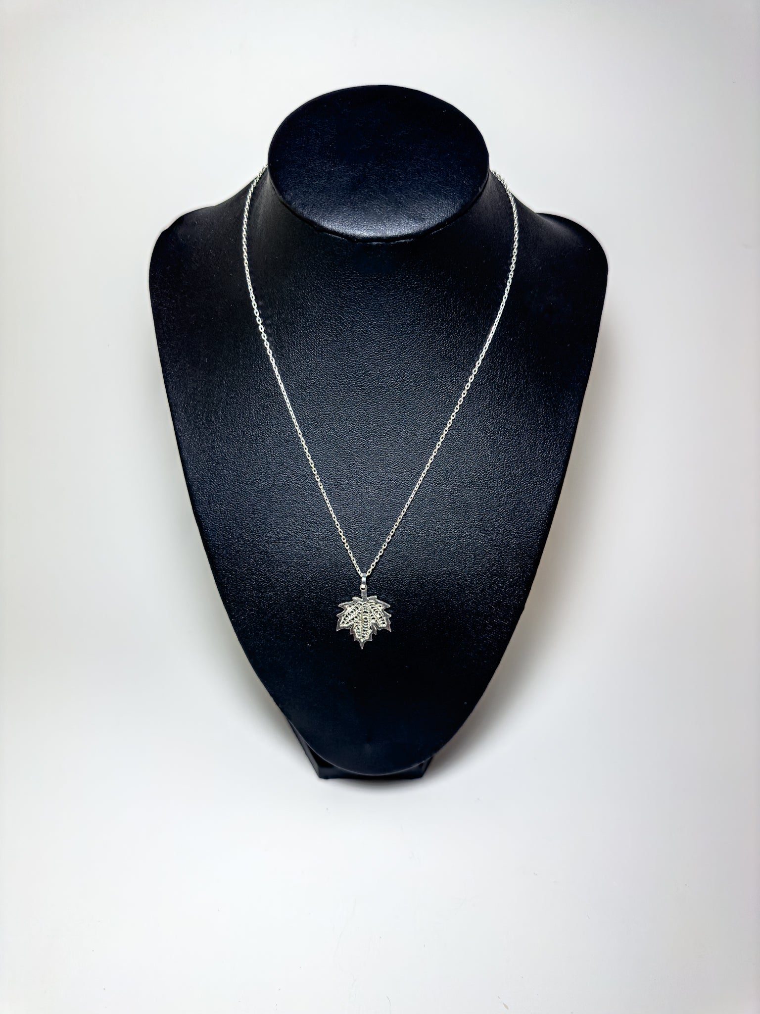 Handmade Sterling Silver Autumn Leaf Necklace