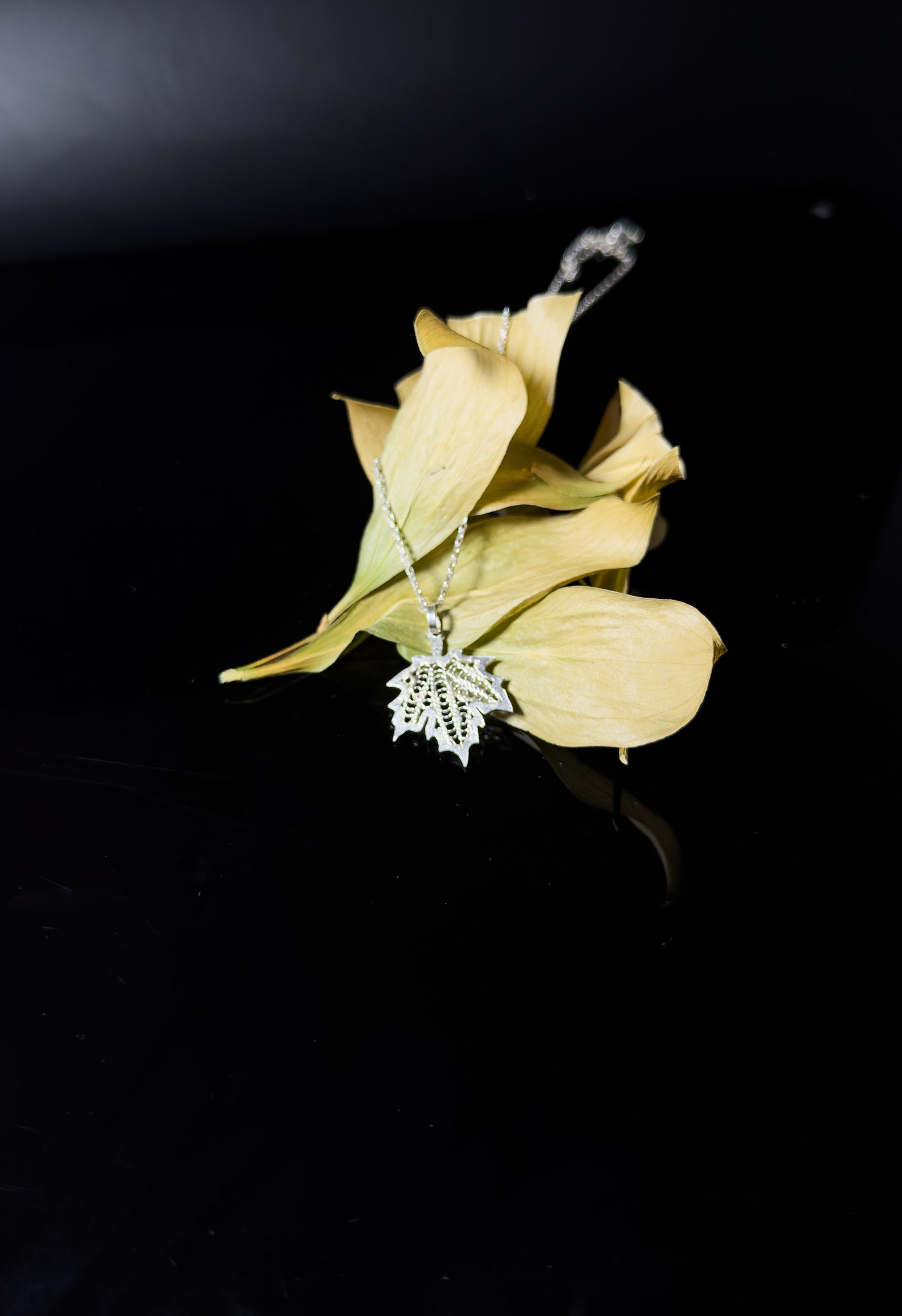 Handmade Sterling Silver Autumn Leaf Necklace