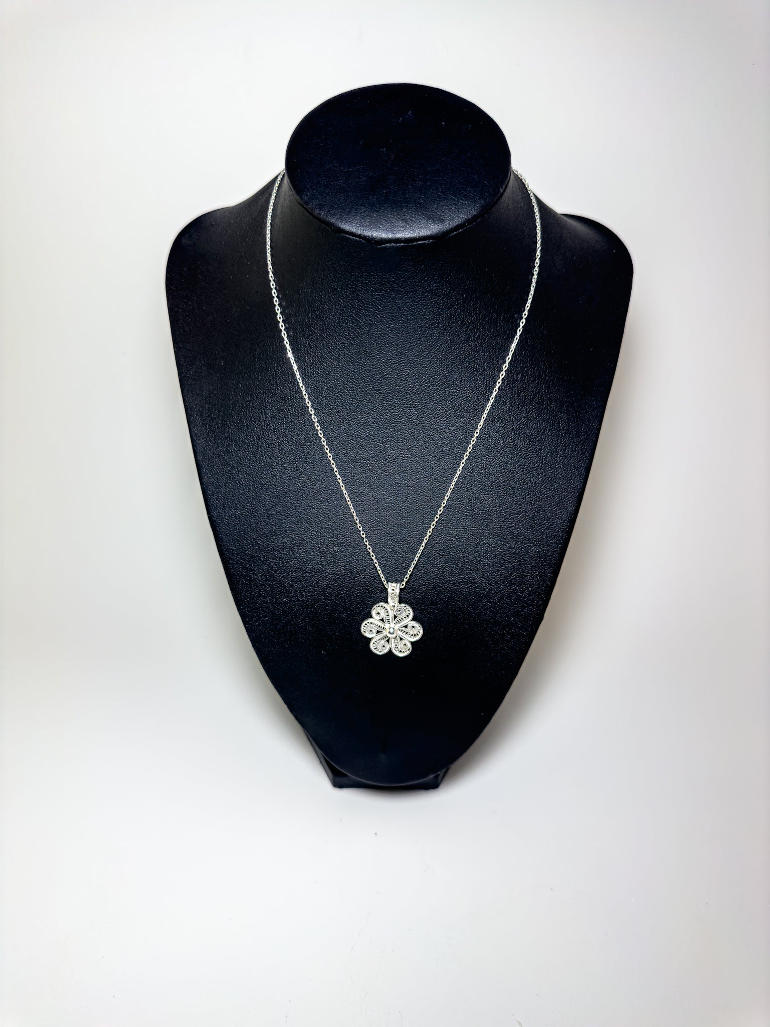 Handmade Sterling Silver Clover  Necklace