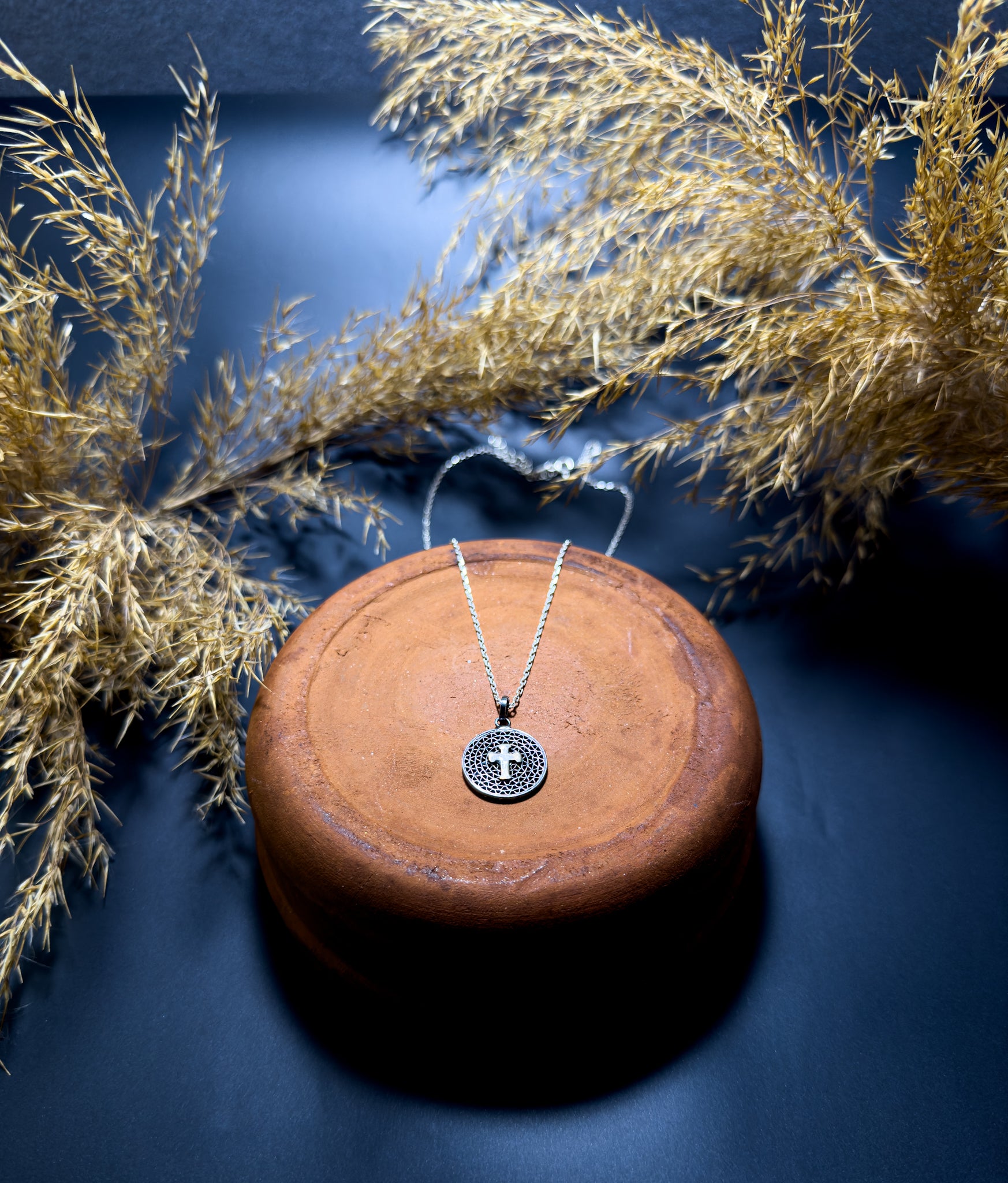 Handmade Sterling Silver Oxide Cross Necklace