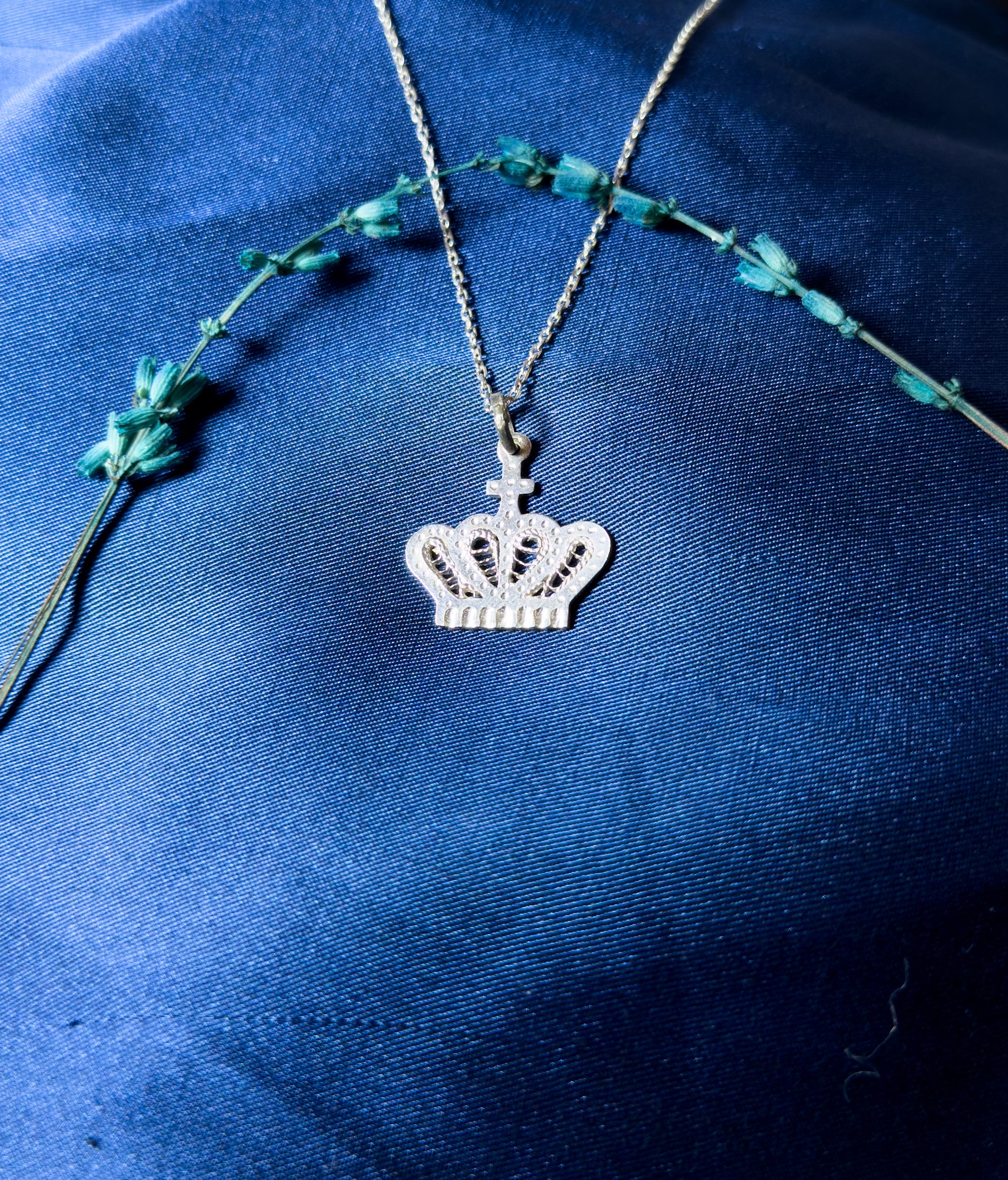 Handmade Sterling Silver Crown Necklace