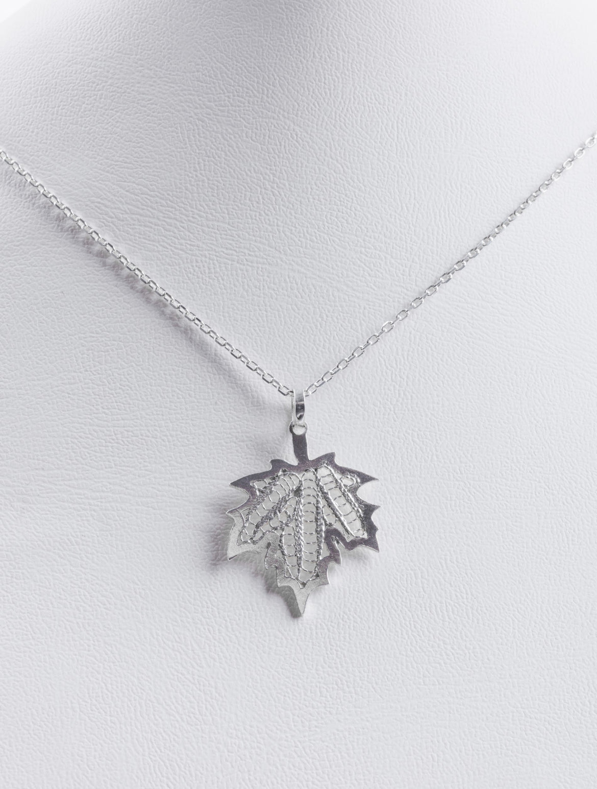 Handmade Sterling Silver Autumn Leaf Necklace