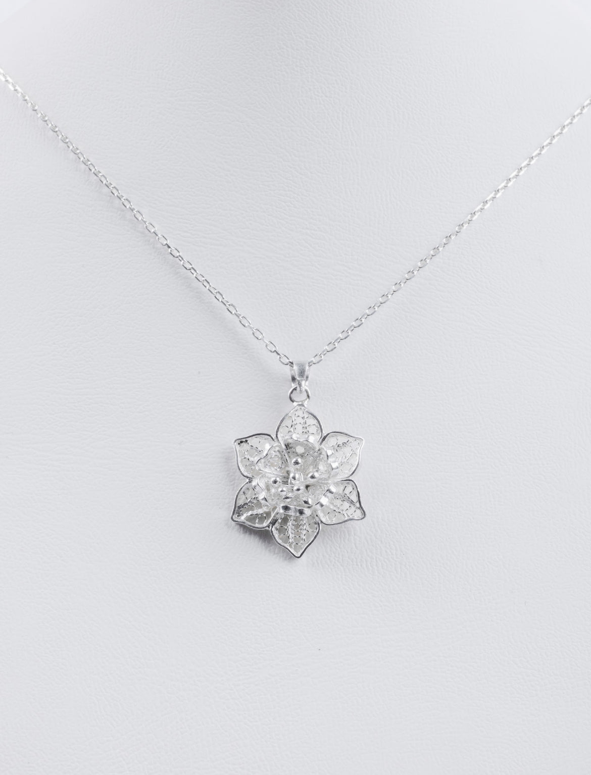 Handmade Sterling Silver Rose Necklace