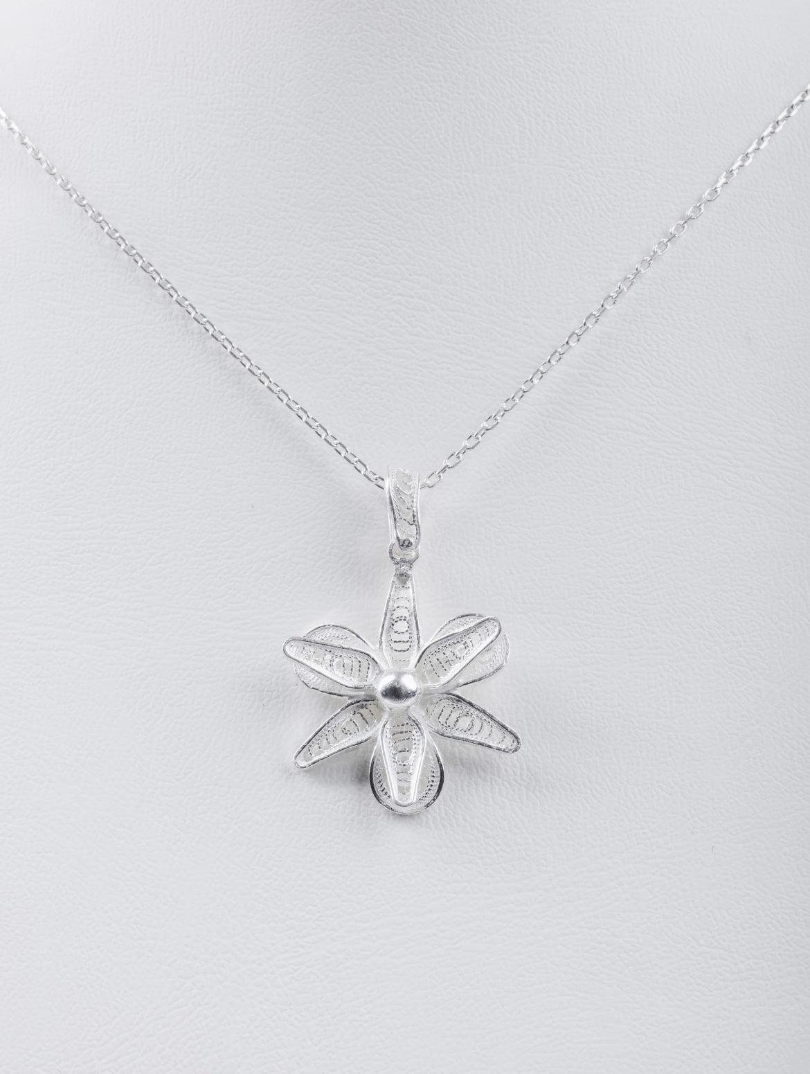 Handmade Sterling Silver Orchid Necklace