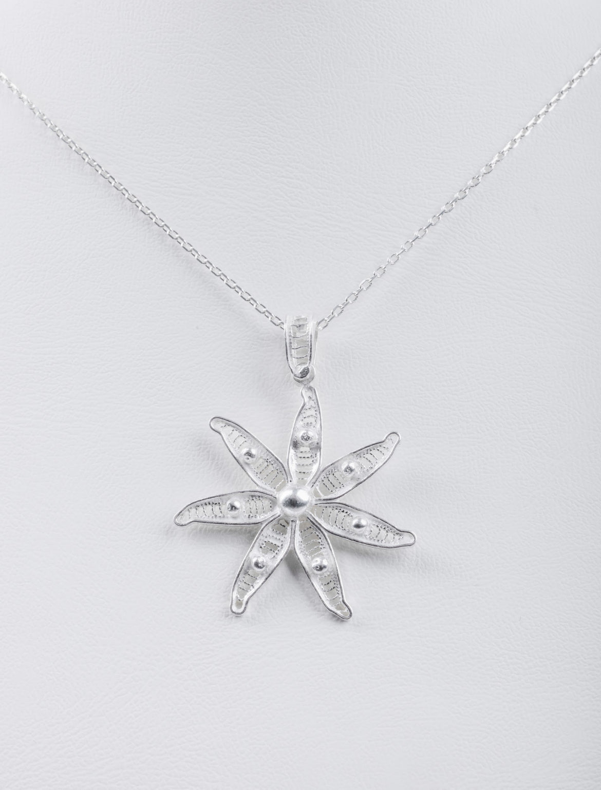 Handmade Sterling Silver Star&Flower Necklace