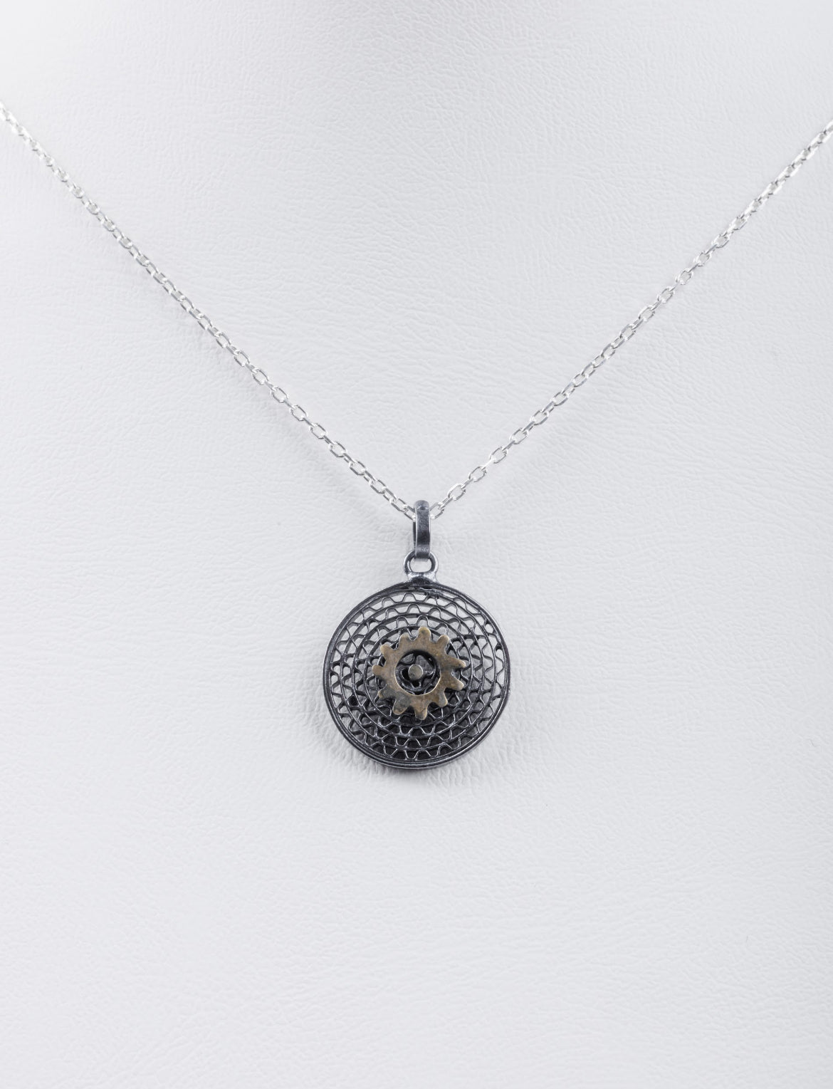 Handmade Sterling Silver Oxide Sun Necklace