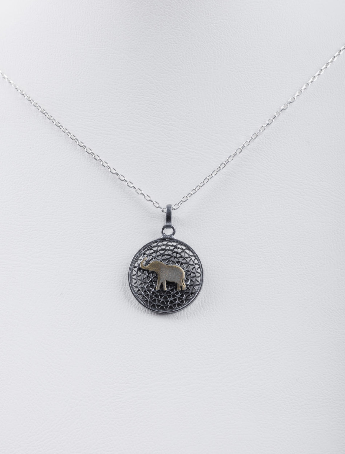 Handmade Sterling Silver Oxide Elephant Necklace