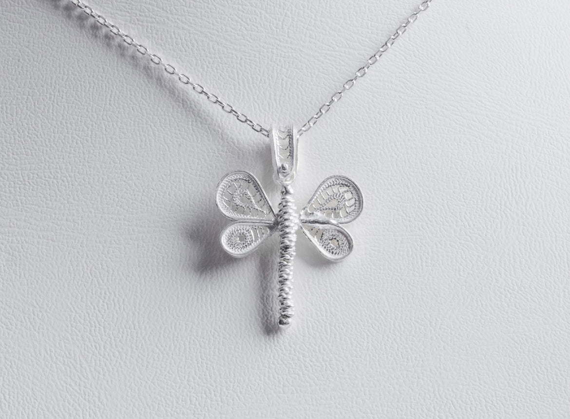 Handmade Sterling Silver Dragonfly Necklace