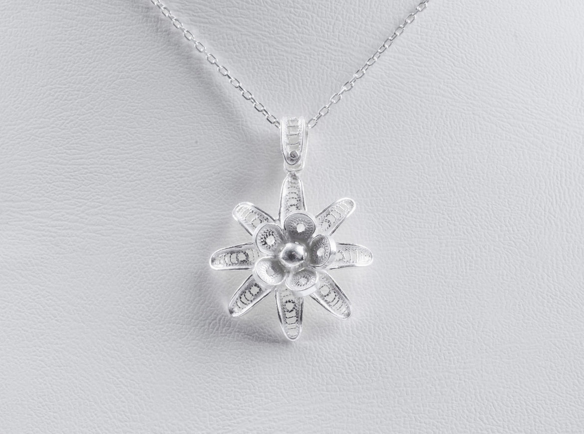 Handmade Sterling Silver Blooming Flower Necklace