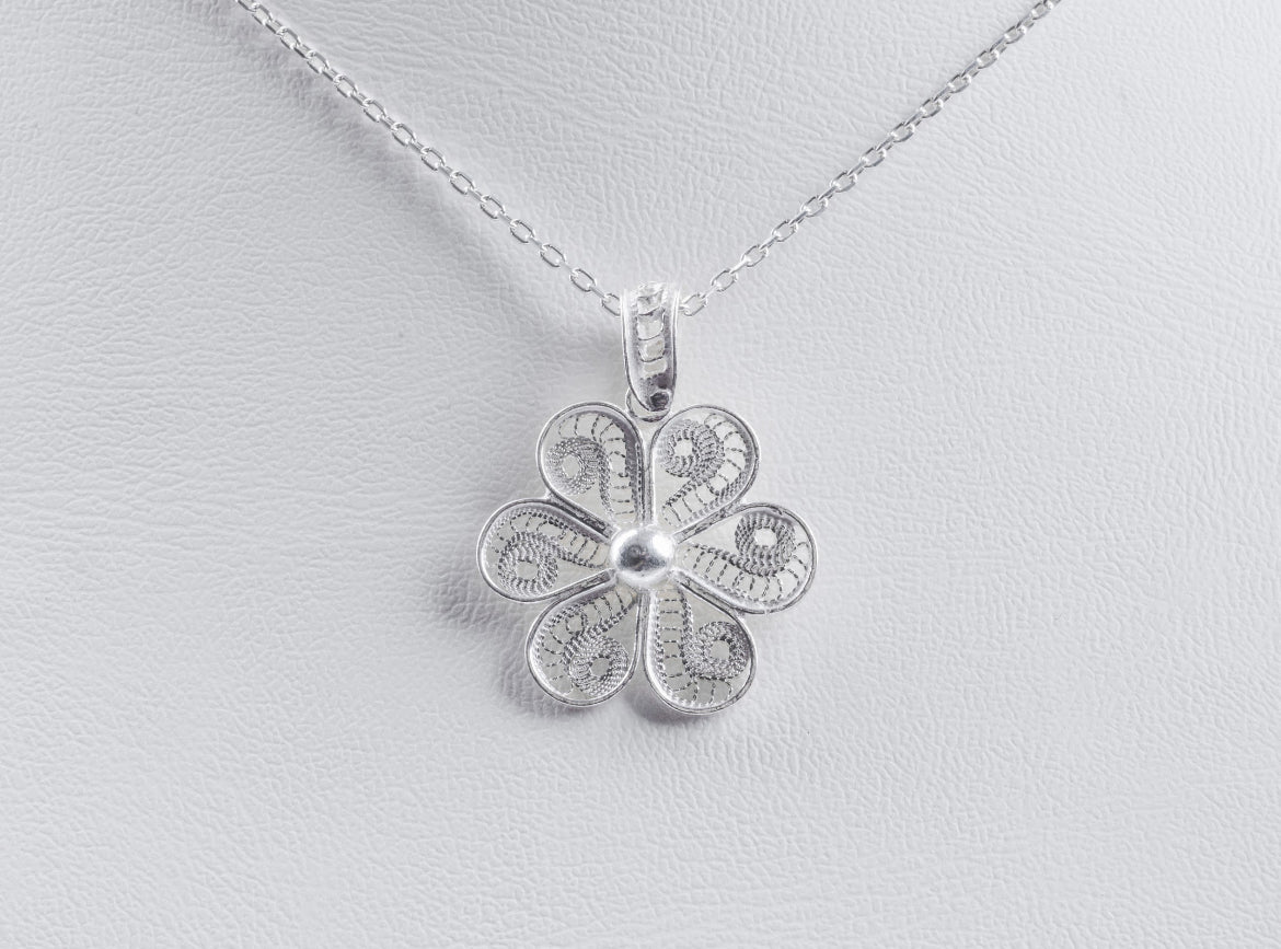 Handmade Sterling Silver Clover  Necklace