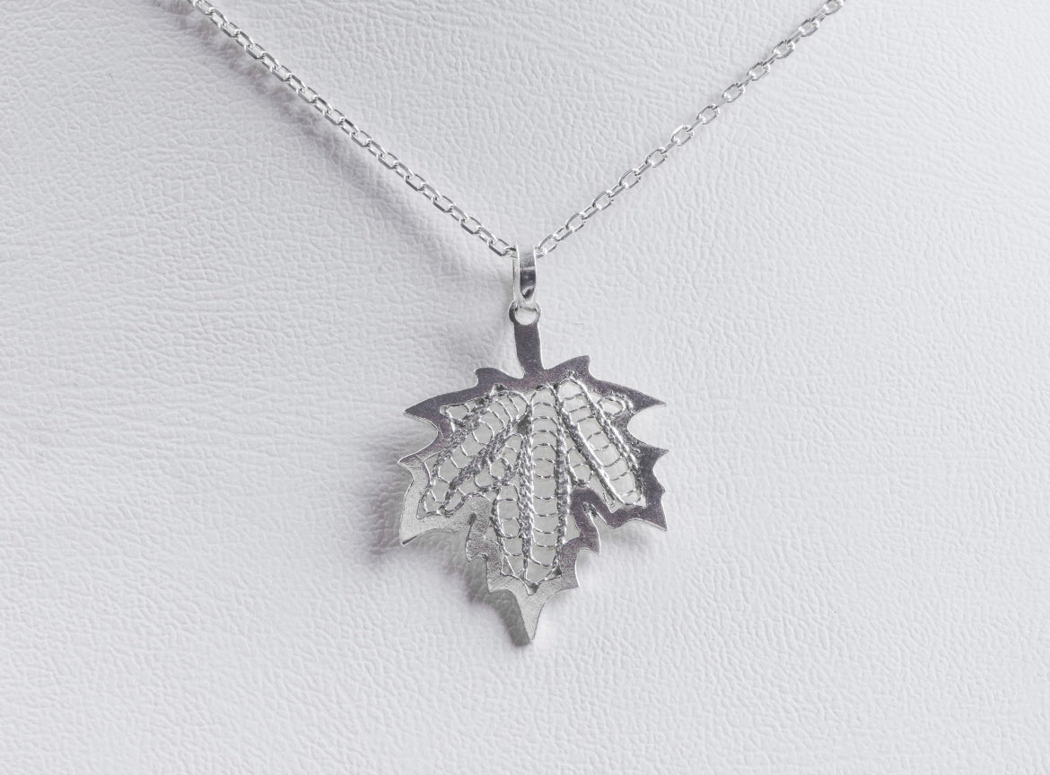 Handmade Sterling Silver Autumn Leaf Necklace