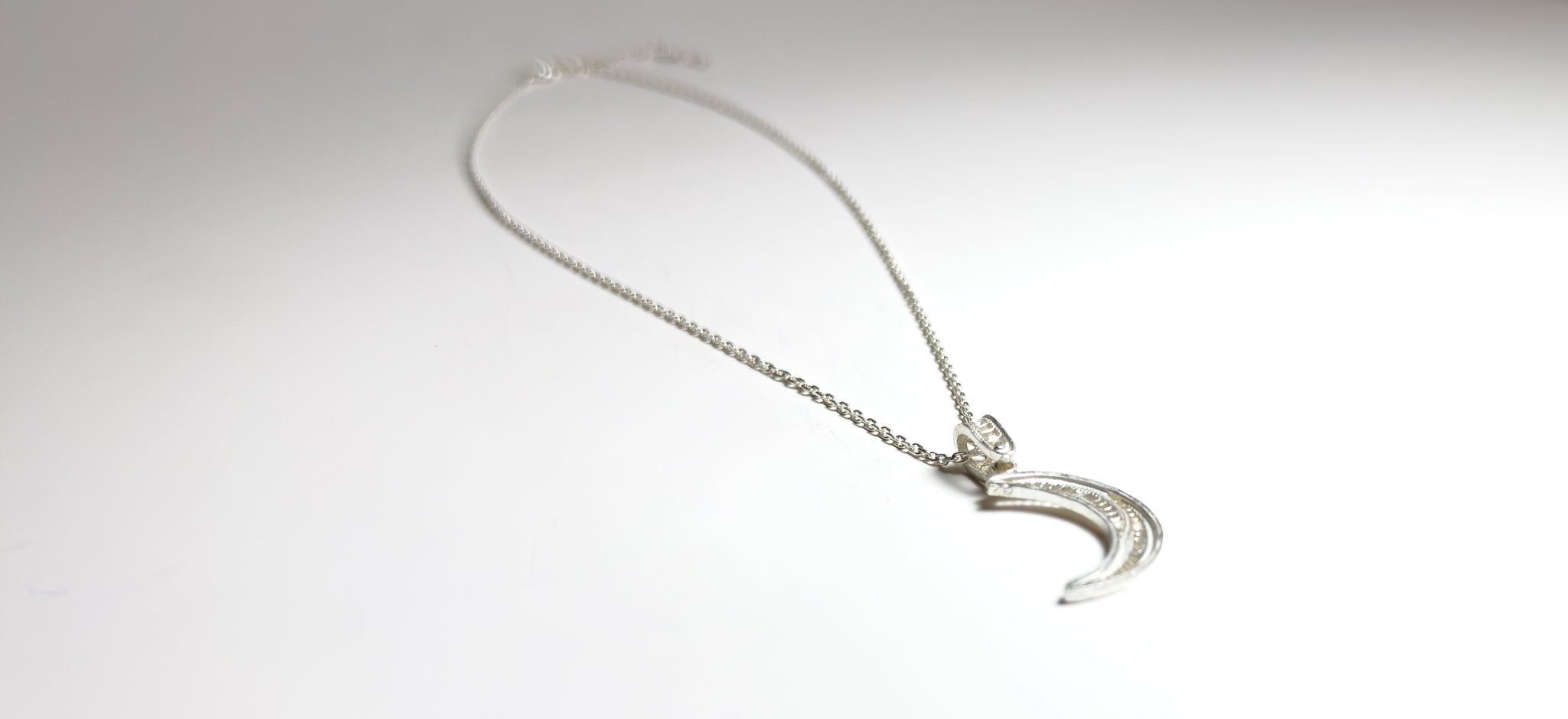 Handmade Sterling Silver Crescent Moon Necklace