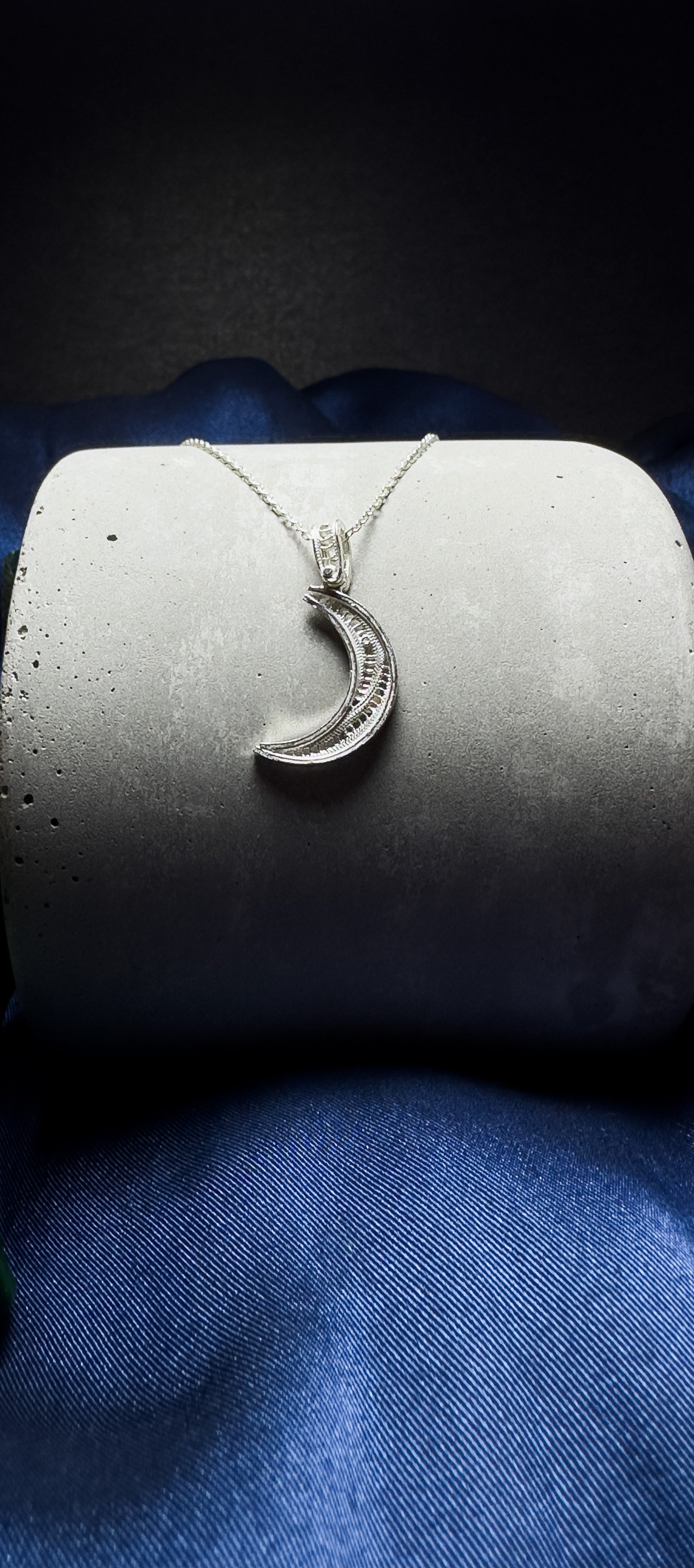 Handmade Sterling Silver Crescent Moon Necklace