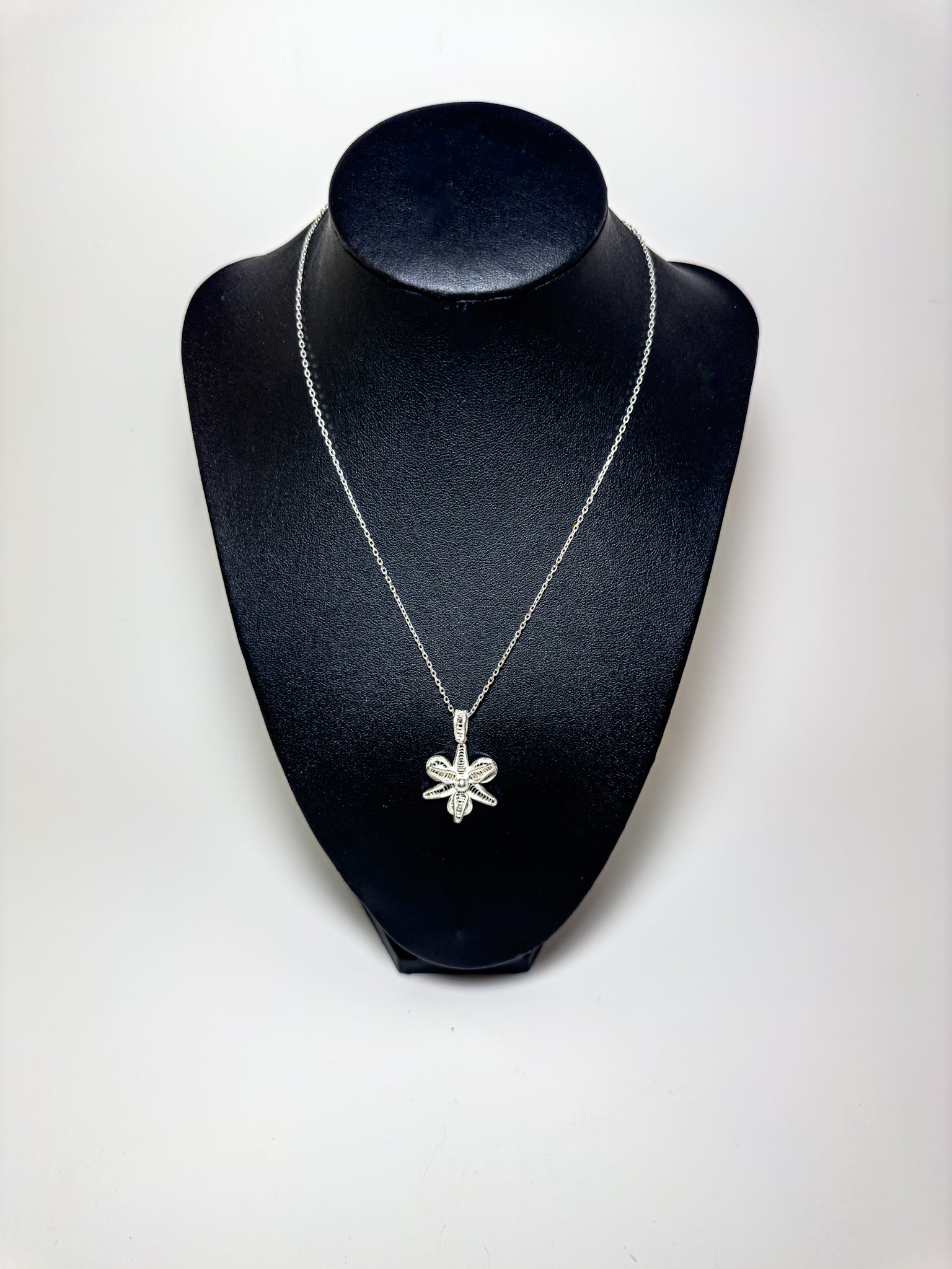 Handmade Sterling Silver Orchid Necklace