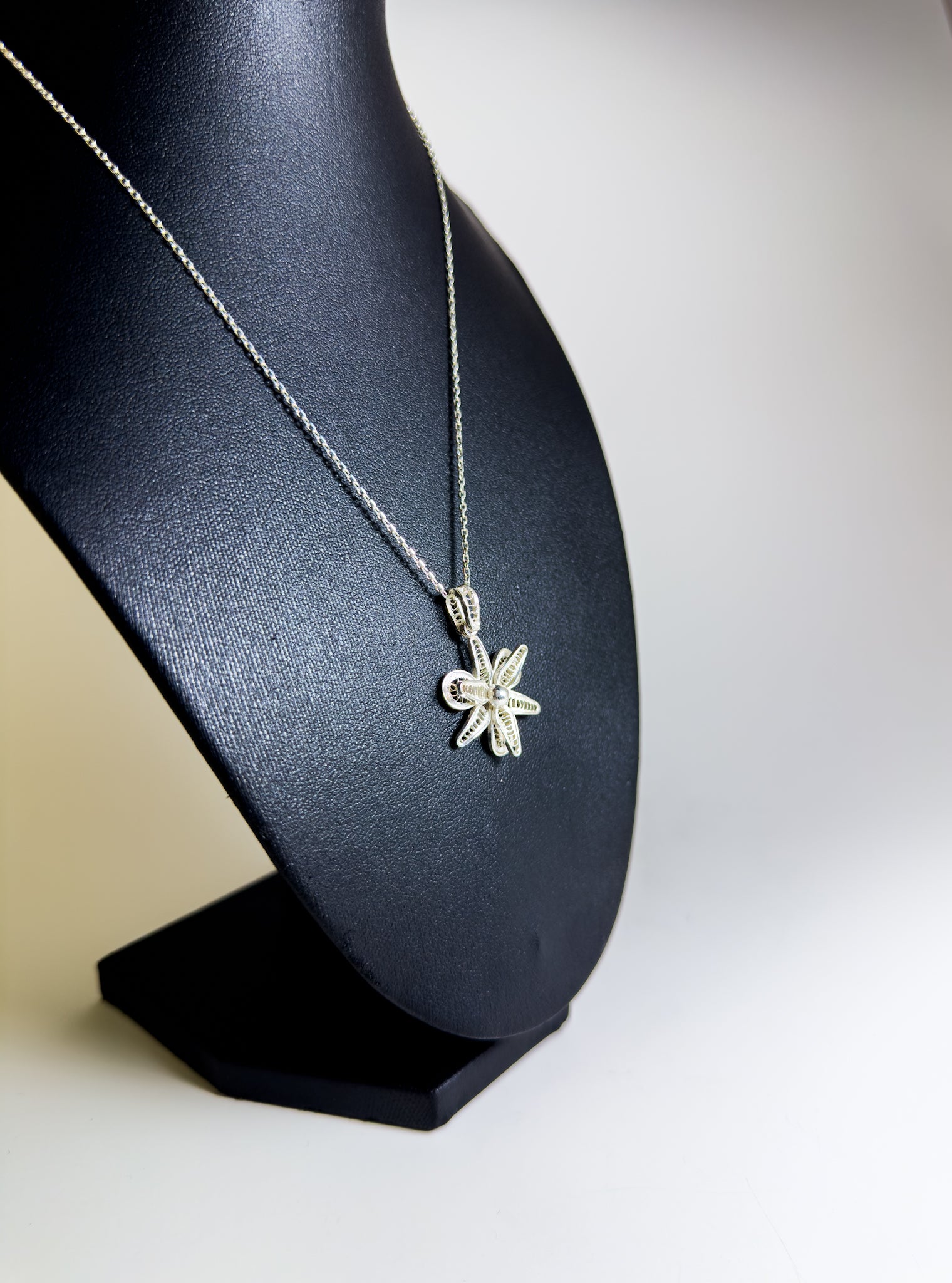 Handmade Sterling Silver Orchid Necklace