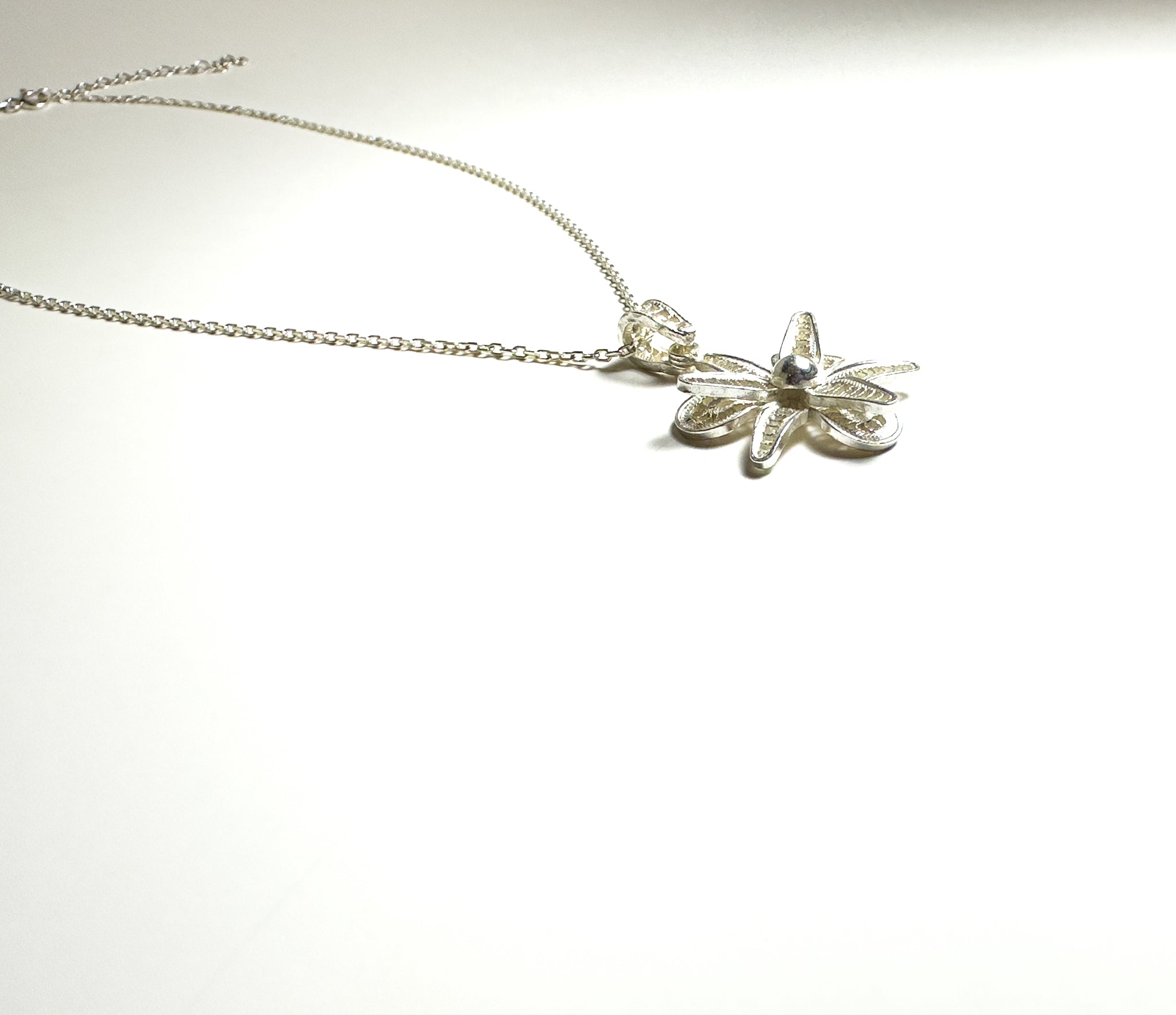 Handmade Sterling Silver Orchid Necklace