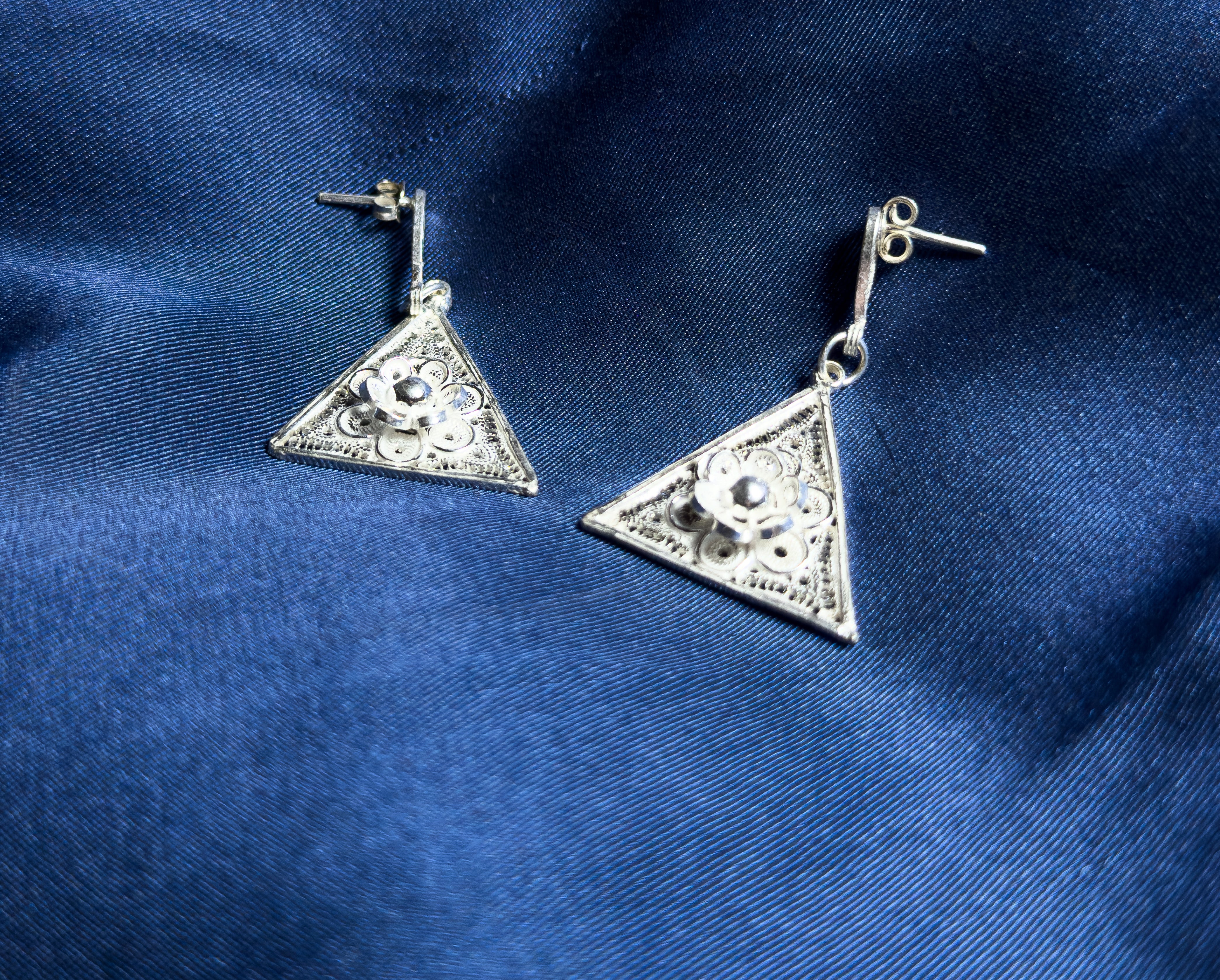 Handmade Sterling Silver Pyramid Earrings