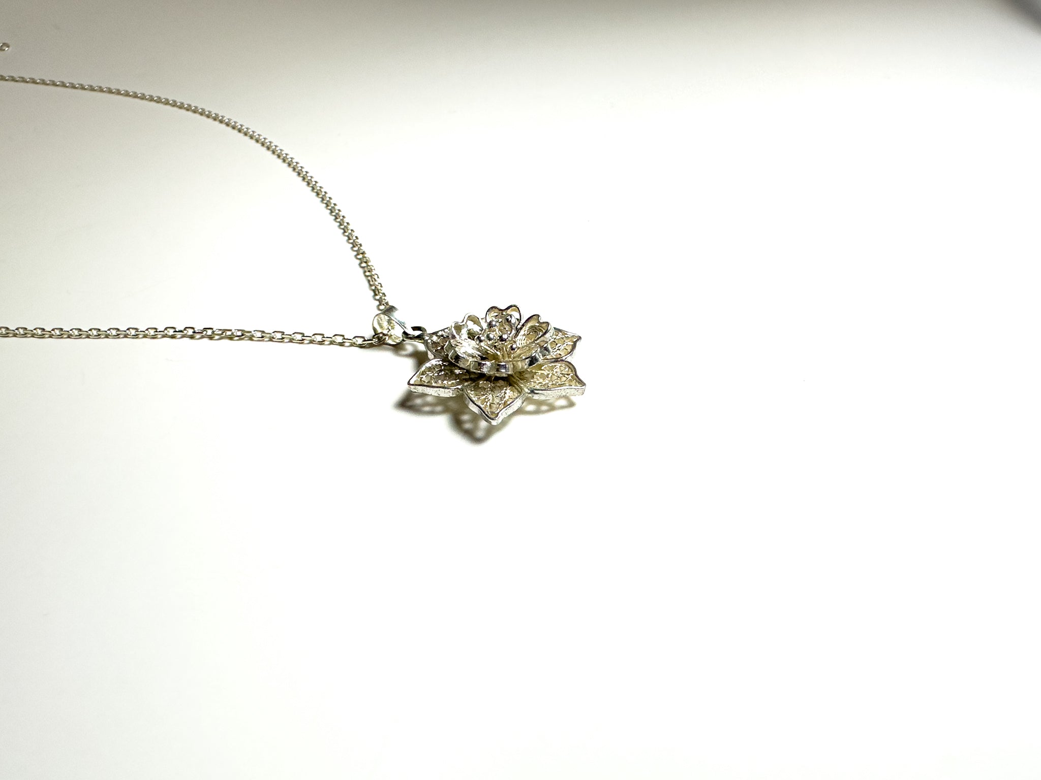 Handmade Sterling Silver Rose Necklace