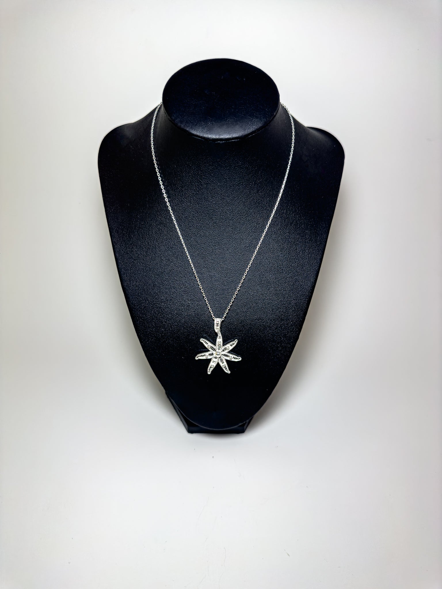 Handmade Sterling Silver Star&Flower Necklace