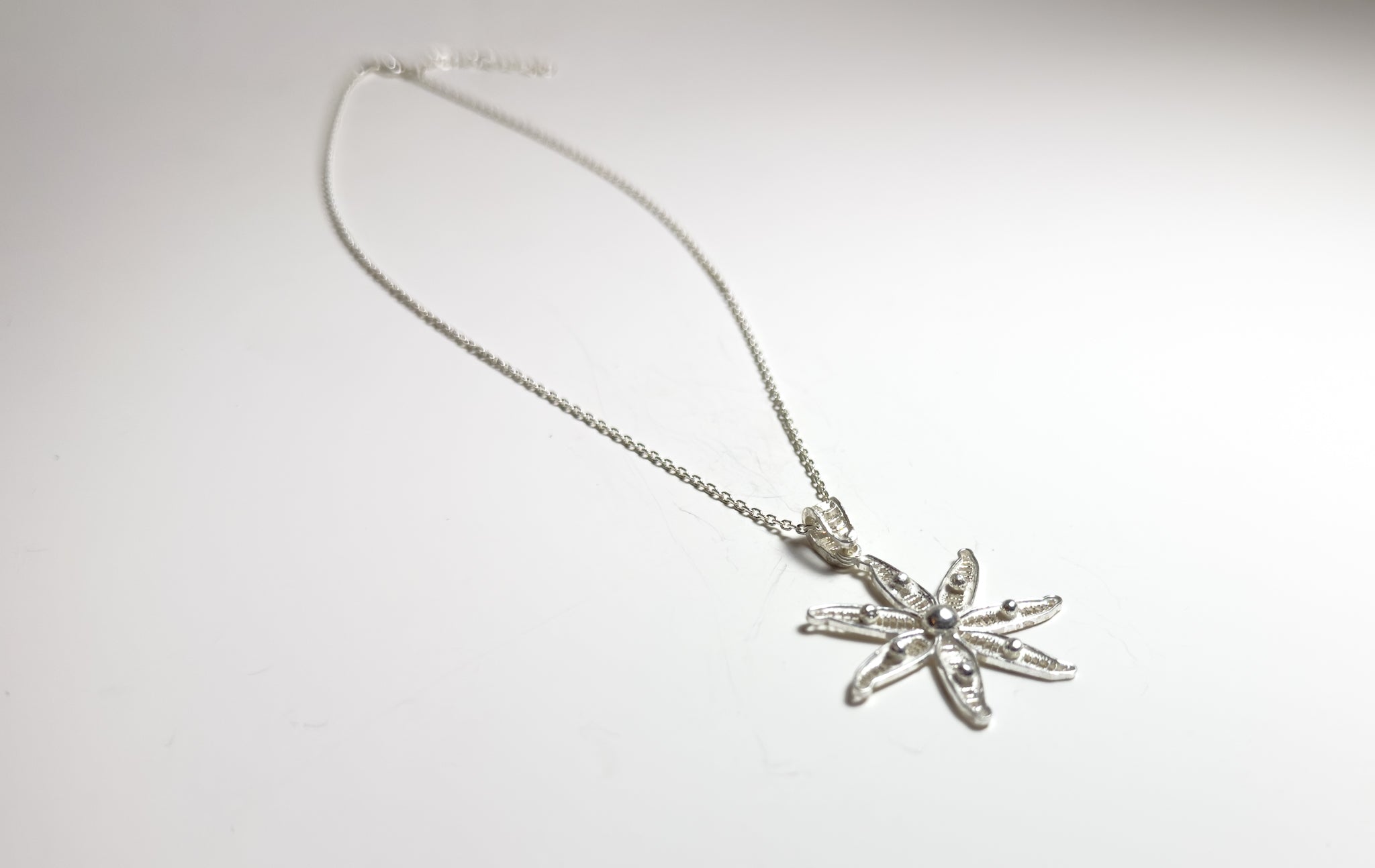 Handmade Sterling Silver Star&Flower Necklace