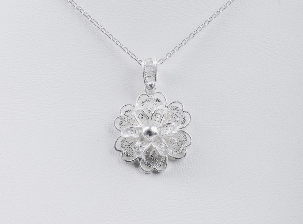 Handmade Sterling Silver Flower Symbol Necklace