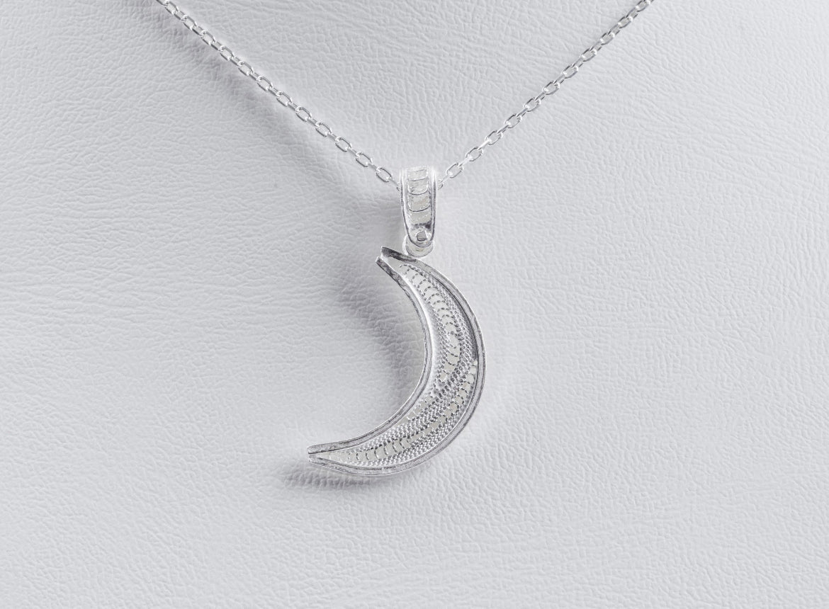 Handmade Sterling Silver Crescent Moon Necklace